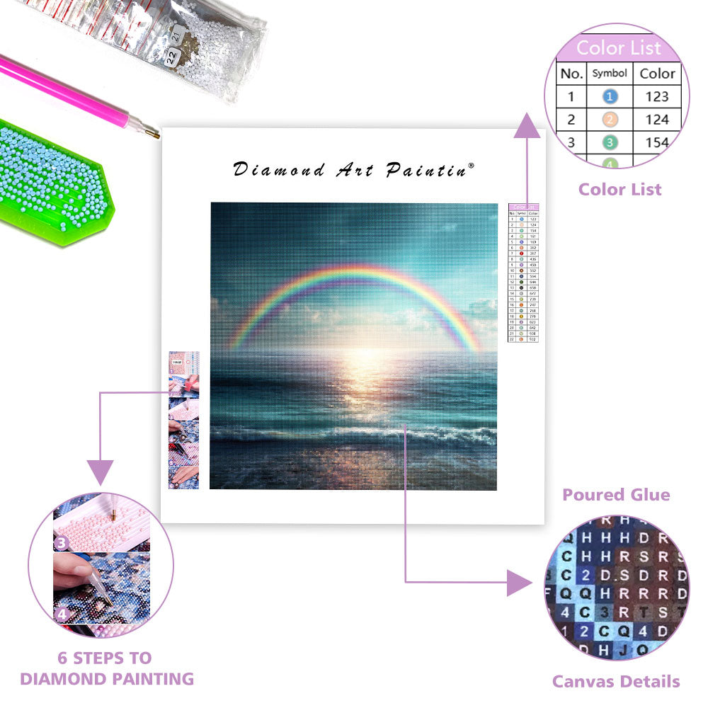 Regnbåge över Lugnt Hav - Diamantmålning