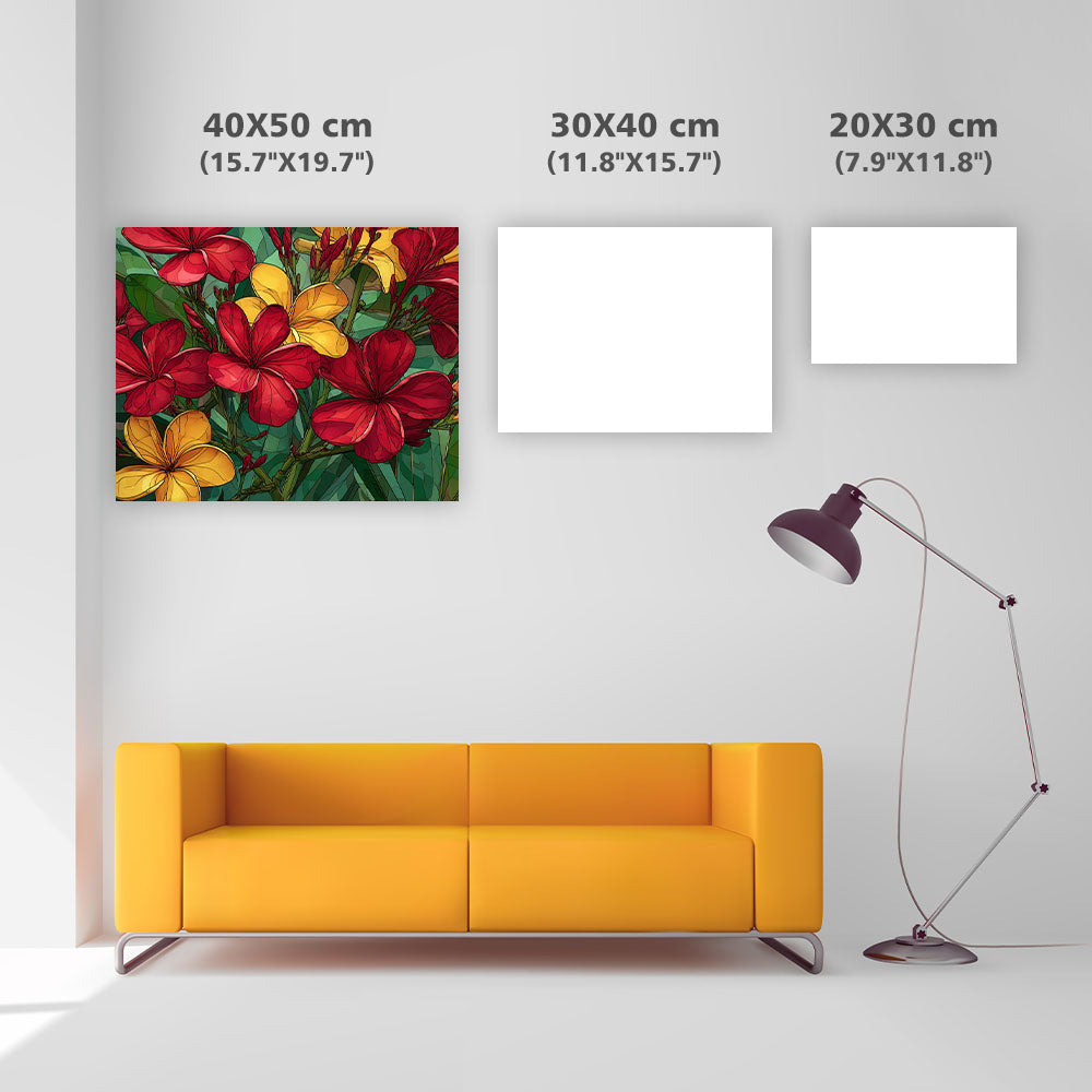 Röda och Gula Tropiska Blommor - Diamantmålning