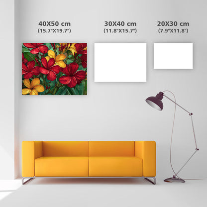 Röda och Gula Tropiska Blommor - Diamantmålning
