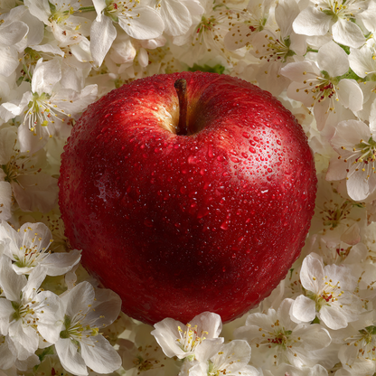 Rött Äpple och Vita Blommor - Diamantmålning