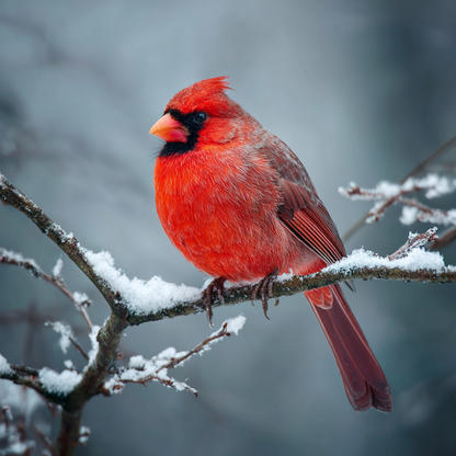 Röd Kardinal i Snö - Diamantmålning
