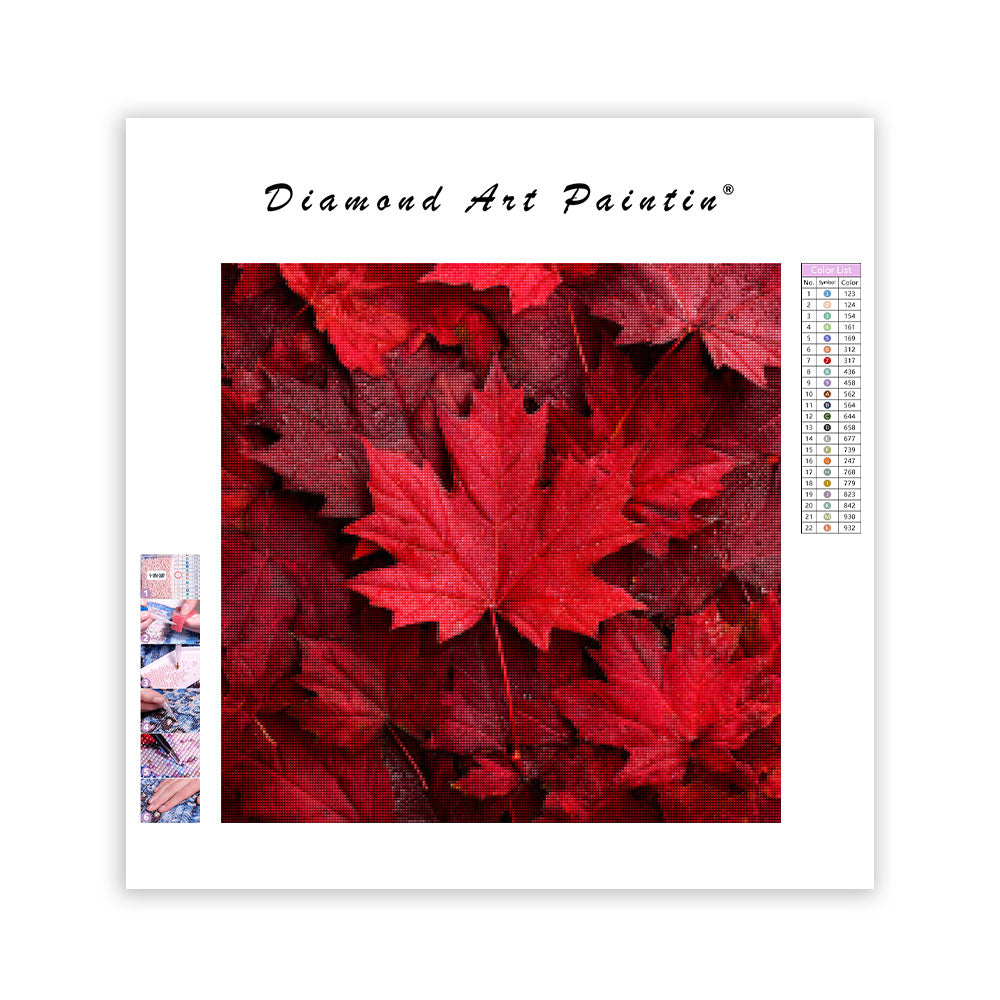 Röd Lönnlövhög - Diamantmålning