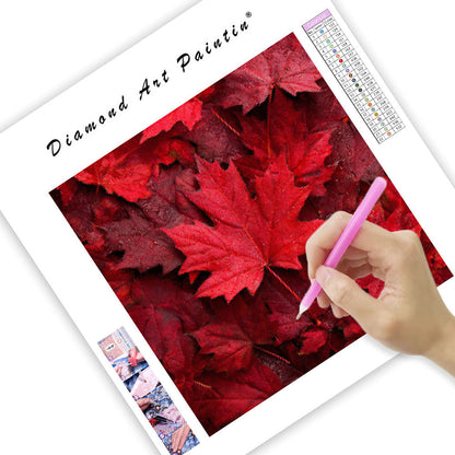 Röd Lönnlövhög - Diamantmålning