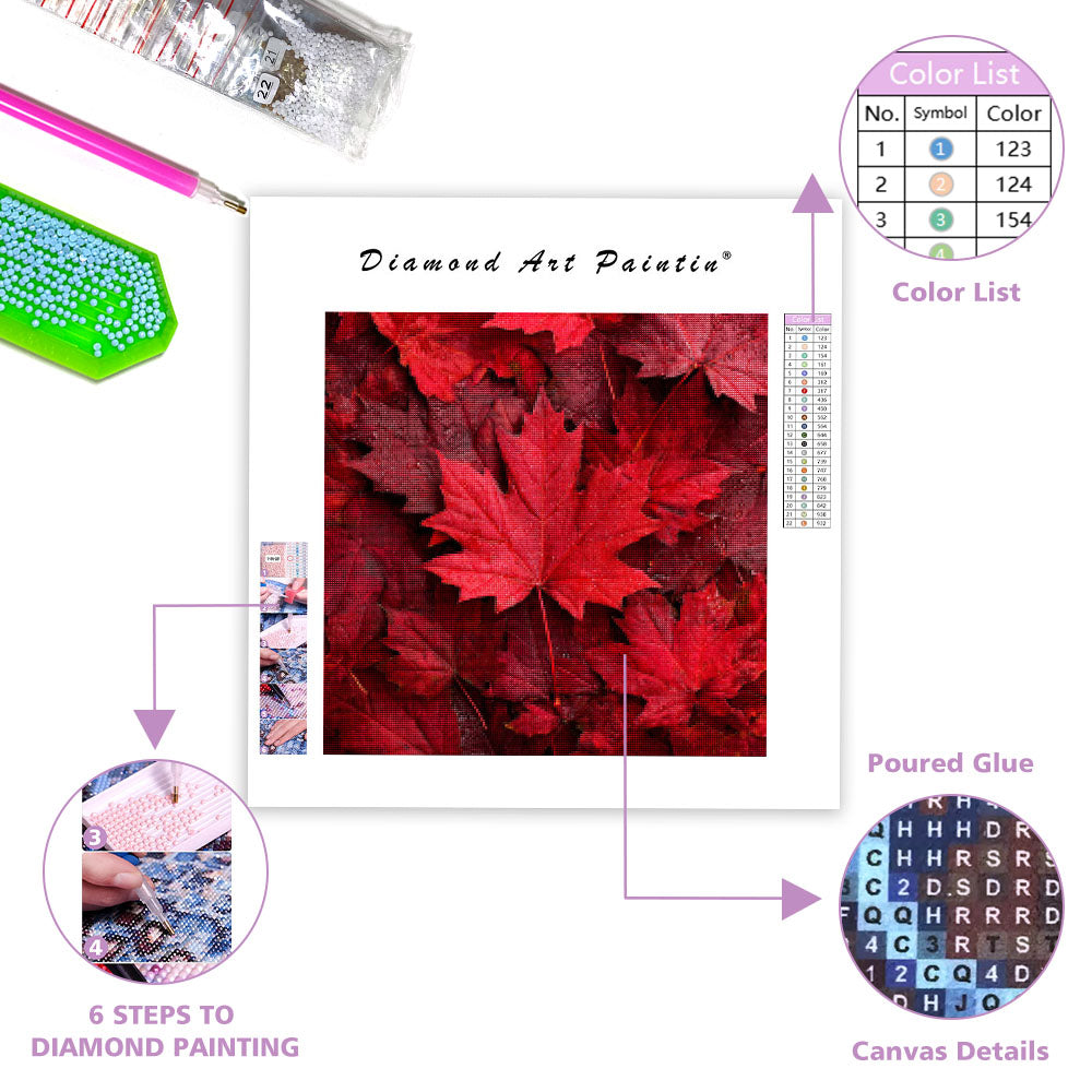 Röd Lönnlövhög - Diamantmålning