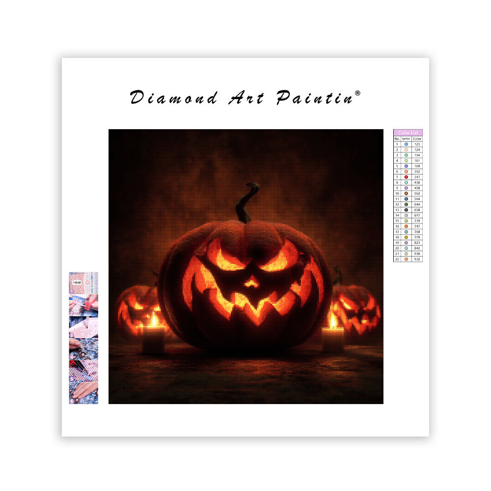 Läskig Pumpalykta - Diamantmålning