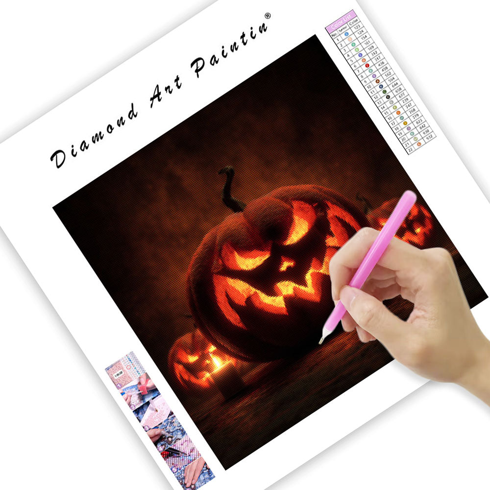 Läskig Pumpalykta - Diamantmålning