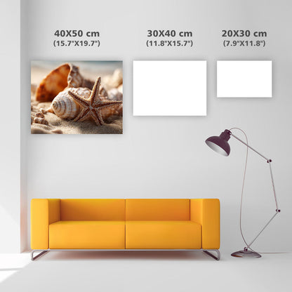 Snäckor och Sjöstjärnor på Stranden - Diamantmålning