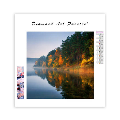 Fridfull Höstsjö - Diamantmålning