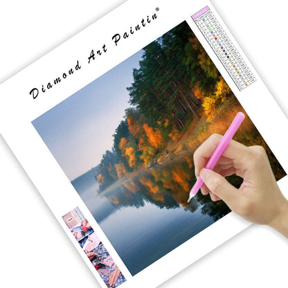 Fridfull Höstsjö - Diamantmålning