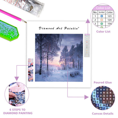 Fridfull Vinter Snöscen - Diamantmålning