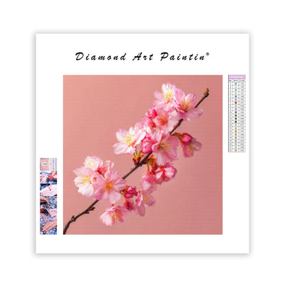 Enstaka Rosa Körsbärsblomma - Diamantmålning