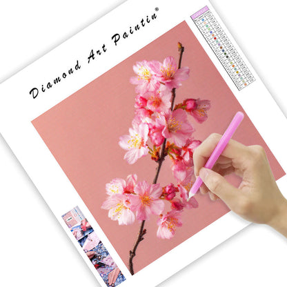 Enstaka Rosa Körsbärsblomma - Diamantmålning