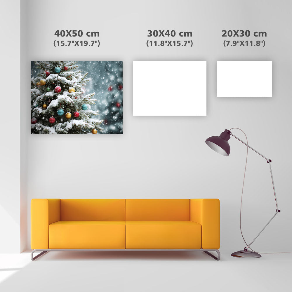 Snötäckt Julgran - Diamantmålning