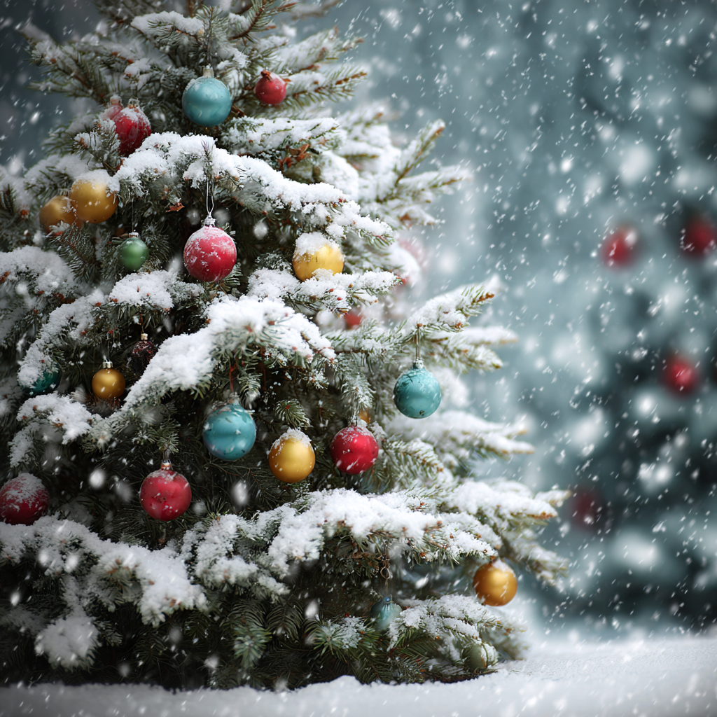 Snötäckt Julgran - Diamantmålning