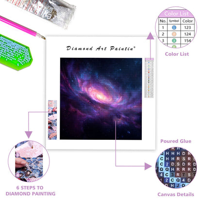 Snurrande Kosmisk Nebulosa - Diamantmålning