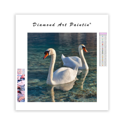 Svanar på Sjön - Diamantmålning