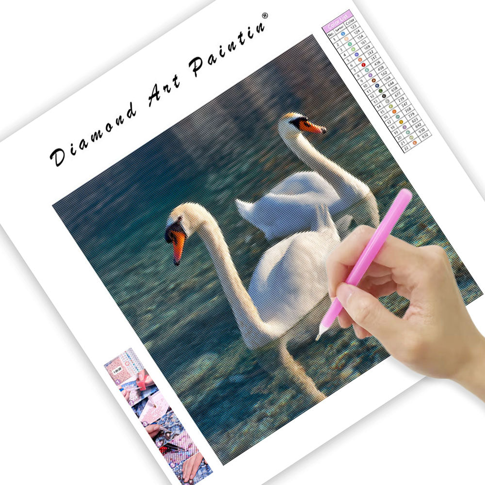 Svanar på Sjön - Diamantmålning