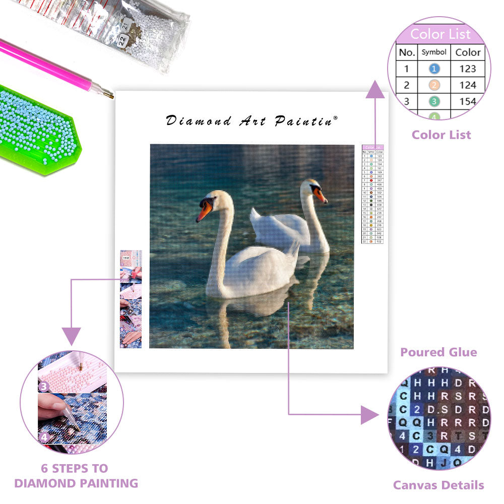 Svanar på Sjön - Diamantmålning