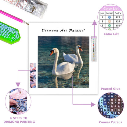 Svanar på Sjön - Diamantmålning