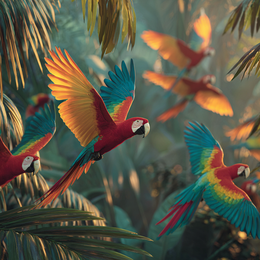 Tropiska Fåglar i Djungeln - Diamantmålning