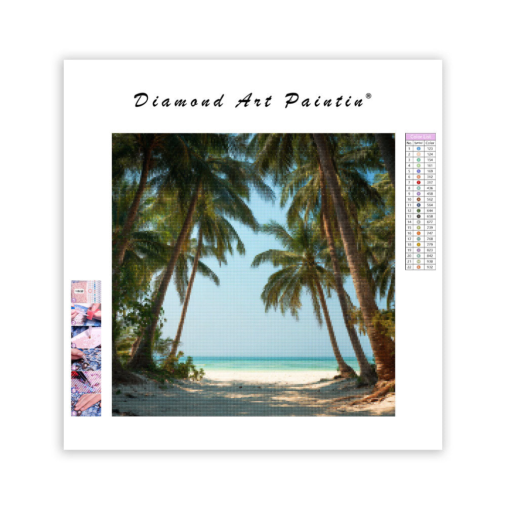 Tropiska Kokospalmer - Diamantmålning