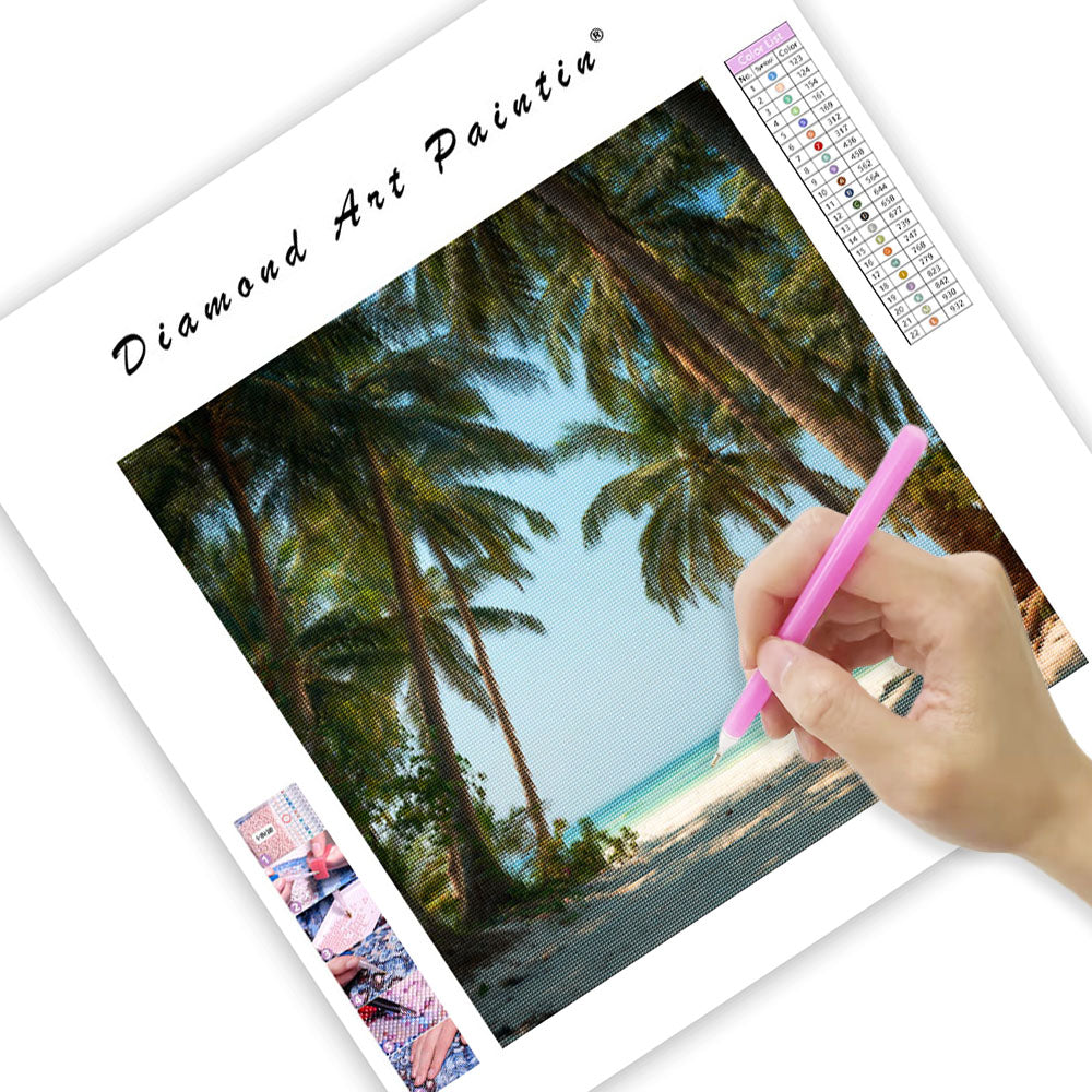 Tropiska Kokospalmer - Diamantmålning