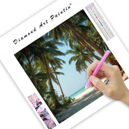 Tropiska Kokospalmer - Diamantmålning