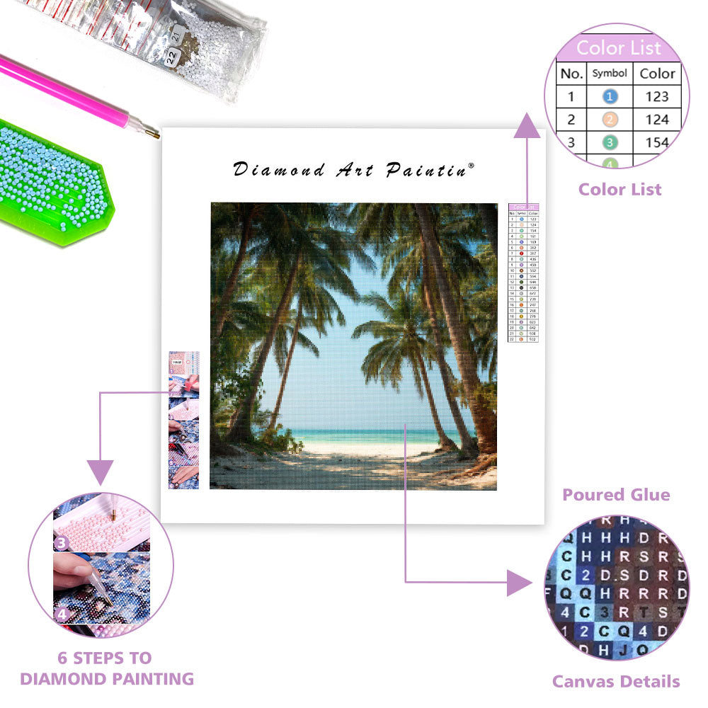 Tropiska Kokospalmer - Diamantmålning