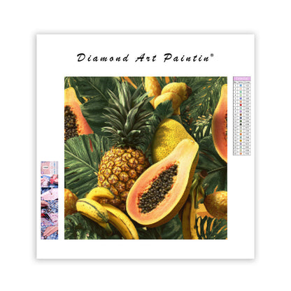 Tropiska Frukter och Gröna Löv - Diamantmålning