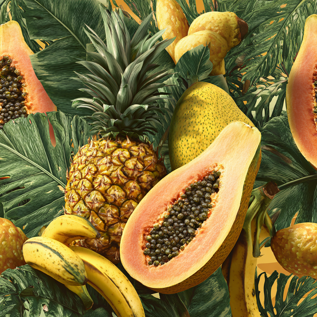 Tropiska Frukter och Gröna Löv - Diamantmålning