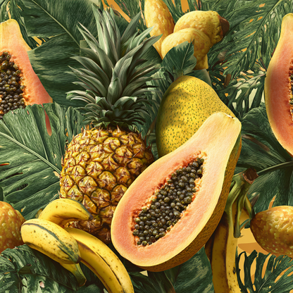 Tropiska Frukter och Gröna Löv - Diamantmålning