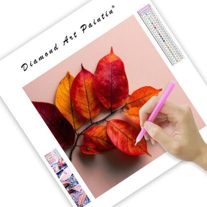 Livfulla Höstlöv - Diamantmålning
