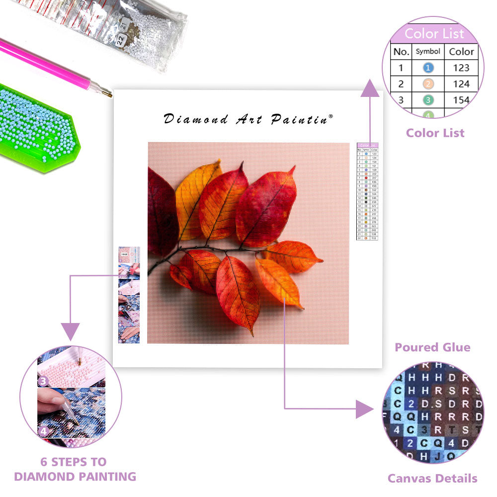 Livfulla Höstlöv - Diamantmålning