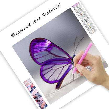 Livfull Lila Fjäril - Diamantmålning