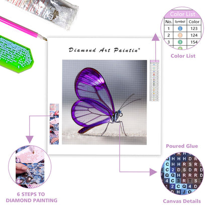 Livfull Lila Fjäril - Diamantmålning
