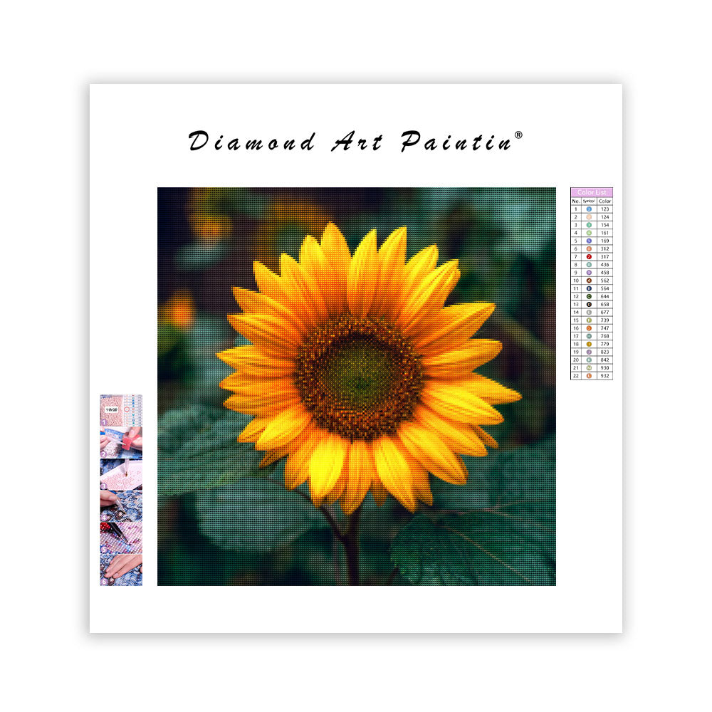 Livfull Solros - Diamantmålning
