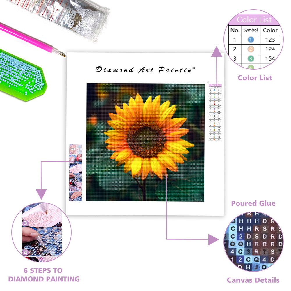 Livfull Solros - Diamantmålning