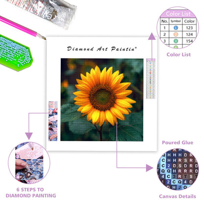 Livfull Solros - Diamantmålning