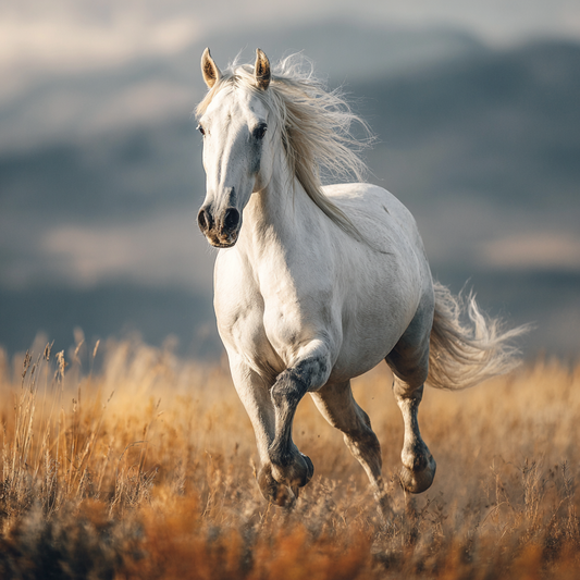 Vit Häst på Prärien - Diamantmålning