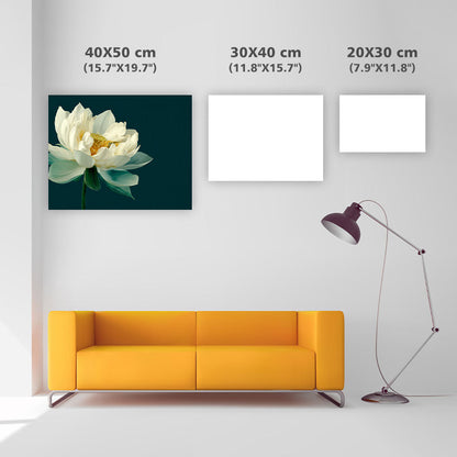 Vit Lotus på Grön Bakgrund - Diamantmålning