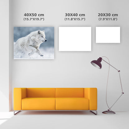 Vit Varg i Snön - Diamantmålning