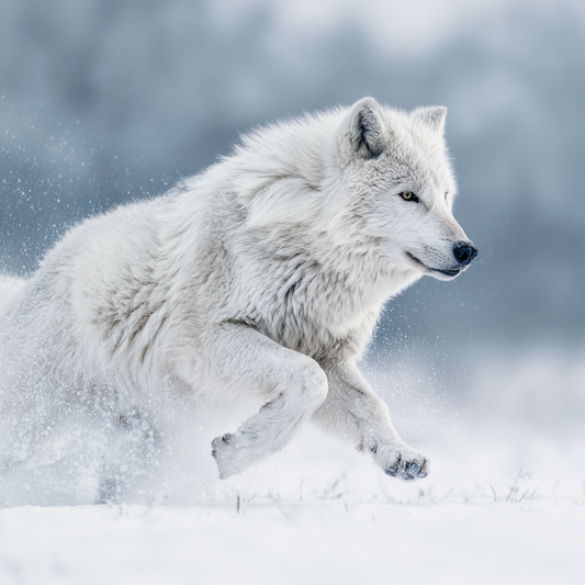 Vit Varg i Snön - Diamantmålning