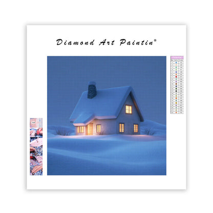 Vinterstuga i Snö - Diamantmålning