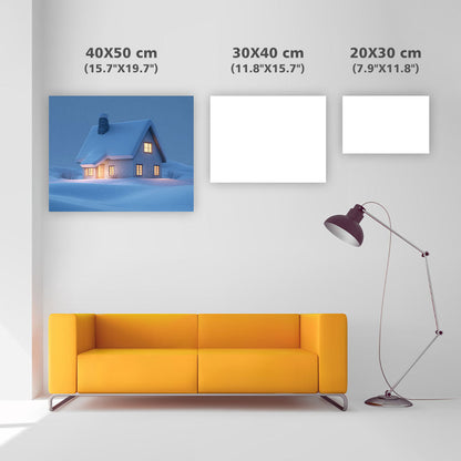 Vinterstuga i Snö - Diamantmålning