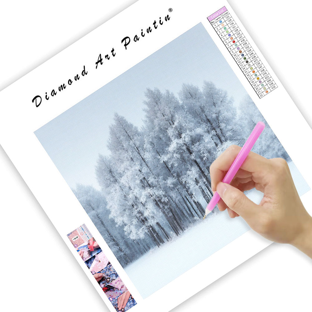 Vintersnöig Skog - Diamantmålning