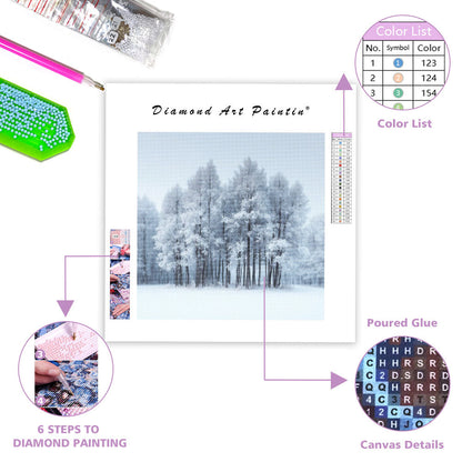 Vintersnöig Skog - Diamantmålning