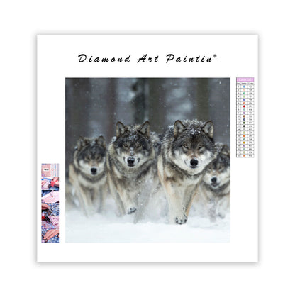 Vargflock i Snön - Diamantmålning