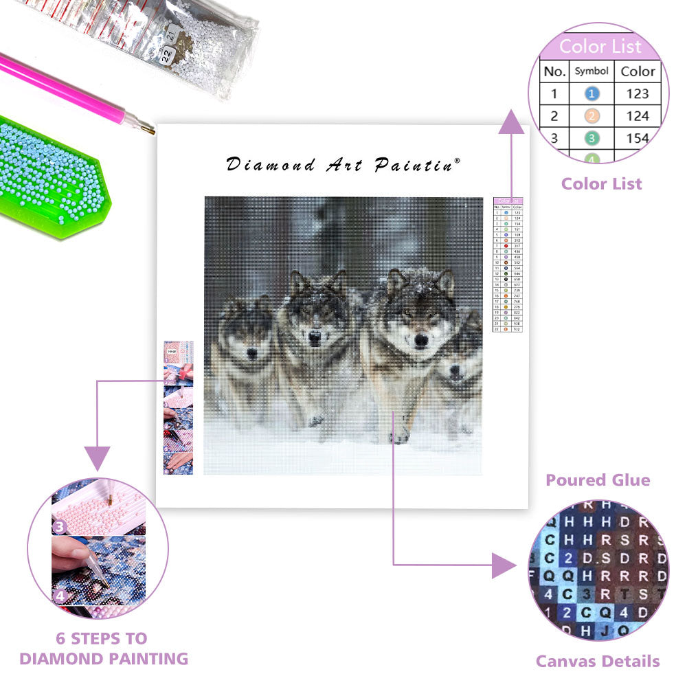 Vargflock i Snön - Diamantmålning