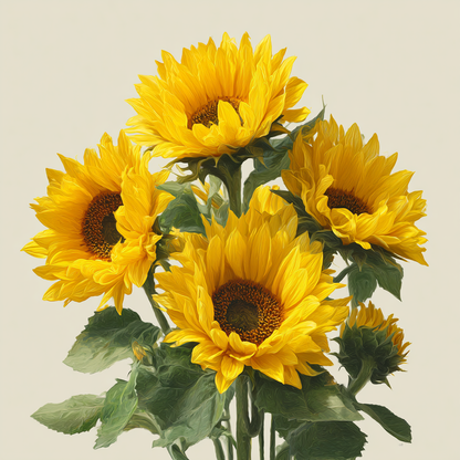 Gul Solrosbukett - Diamantmålning