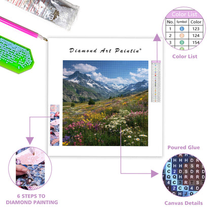 Alpin ängsvildblommor - Diamantmålning